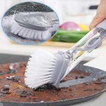 Slouchy Dishwashing Brush, Soap Dispenser Scrubber Brush, Self-Filling Long Handle Pot Scrubber Brush Kitchen Scrubber Brush Crafts Non-Stick Oil Scrubber Brush Cleaning Brush, Hydraulic Leak Proof Sealed Pot Brush, Replaceable Brush Heads And Sponge Heads, 2025 New Kitchen Dish Brushes, Efficient Kitchen Cleaning Tools