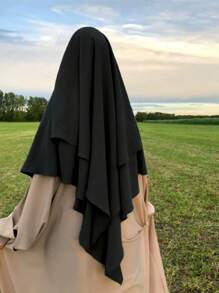 1 件时尚经典双层围巾头巾，适合女性日常穿着 Abaya - 彩色 - 查看 2