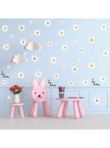 1 Set de decoraciones para el hogar, pegatinas de pared creativas de estilo bohemio con patrón de flores, margaritas autoadhesivas para decorar dormitorios, entradas, salas de estar y porches