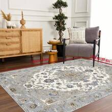 [Crystal Velvet 700g/㎡ Embossed Bottom 5mm Thick] Vintage European Style Floral Pattern Modern Carpet For Living Room, Kitchen, Bedroom, Study, Bathroom