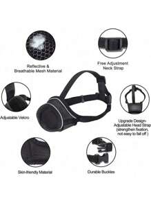 1 件装反光软尼龙狗口套，带加固带和透气网眼，可调节