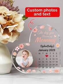 1 Customized Personalized Acrylic Photo With Customizable Text Date Love Ornament, Baby's First Birthday Souvenir, Baby's First Photo Gift, Baby Room Decoration Personalized Acrylic Love Plaque, Bedroom, Living Room, Baby Room Decoration, Ideal Gift For Mother's Day, Thanksgiving/Back To School