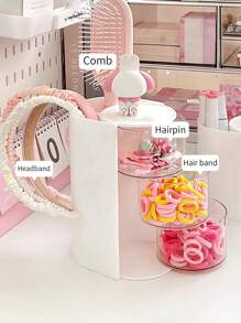 1pc Children's Hair Accessory Storage Box, Rotatable Multi-Layer Hair Accessory Box, Transparent Dustproof Hair Ring Storage Tray, Girls' Hair Clip Headband Rubber Band Hair Band Storage Rack, Multifunctional Comb Storage Box, Cosmetics Box, Pen Box - Multicolor - View 7