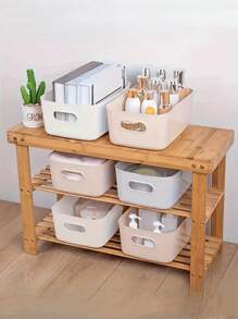 10 Pieces White Plastic Storage Basket With Handle - Multifunctional Rectangular Storage Box For Kitchen Cabinets, Bathroom And Pantry - Perfect For Spices, Snacks Essentials, Shelf Basket - Multicolor - View 3