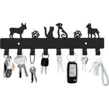 Wall Mounted Key Hooks With 8 Hooks, Decorative Key Holder, Entrance Dog-Shape Key Rack, Living Room Self-Adhesive Cat Key Holder