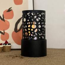 Classic Hollow Design Black Tabletop Fireless Alcohol Real Flame Portable Heater For Living Room, Bedroom, Outdoor Camping, Decoration (Alcohol Not Included)