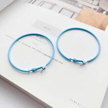 Pendientes redondos grandes y coloridos, exagerados, de moda y versátiles - Azul - Ver 5