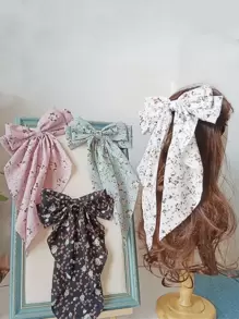 2pcs Ditsy Floral Sweet Bowknot Spring Clamps Hair Clips Set, Easy To Style For Voluminous Look - Multicolor - View 7