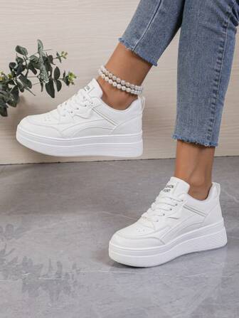 女士户外坡跟运动鞋，厚底休闲运动鞋，隐形鞋跟厚底