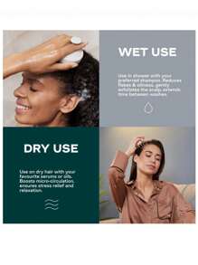 1pc Wheat Straw Hair Brush, Silicone Scalp Massage Brush, Exfoliating Scalp Scrub, Dandruff Removal Tool, Unisex - Multicolor - View 7