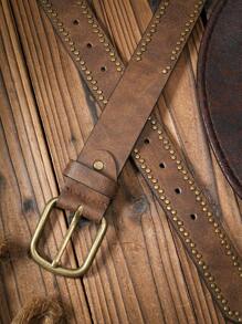 1条男士复古PU皮腰带，适合休闲和日常穿着（含打孔工具），夏季、校园休闲、商务场合、送给男友、丈夫、父亲的男士礼物，日常穿着、时尚、青少年、户外、度假、运动、旅行、街头、波西米亚风、复古秋季、万圣节秋冬配饰，适合青少年、青年、男士、休闲、户外、运动、度假、毕业礼物、生日、日常穿着