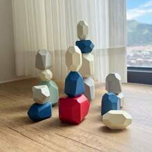 Wooden Sorting Stacking Stones, Sensory Toys For Toddlers, Montessori Learning Toys, Building Blocks Game, Suitable Birthday Gift For 3-6 Years Old Boys And Girls - Xếp đá - Xem 3