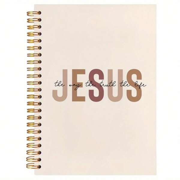 1 Stück A5 Journal - 50 Seiten, inspirierendes Zitat "Jesus der Weg, die Wahrheit, das Leben", perfekt für Studium, Notizen und Geschenke für Frauen - 50 Blatt 100 Seiten - Ein Tagebuch mit Wochentags-Symbolen, Wetter-Symbolen, Memo Nr. und Datums-Symbolen