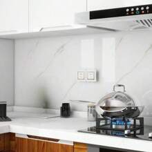 1卷白色大理石纹理自粘可移除PVC亮面壁纸，45x1000厘米，适用于客厅、厨房、卧室、宿舍及家具装饰和翻新 - 白色 - 查看 5