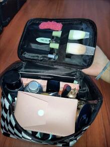 Organizador de bolsa de maquiagem portátil chique com grande capacidade, bolsa de cosméticos à prova d'água, bolsa de viagem para artigos de higiene pessoal, para férias na praia, coleção de banheiro, coleção de quarto, grande capacidade - Multicolorido - Ver 3
