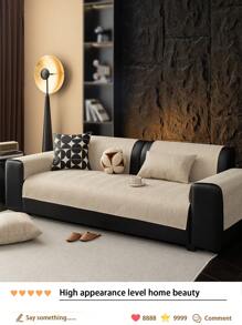 1pc All-Season Linen-Like Sofa Cushion Cover, Style Pet-Friendly Anti-Dirty Anti-Slip Sofa Slipcover, Scratch Resistant For L-Shaped Combo Sofa And 1/2/3/4 Seat Sofa (Sold Individually), Spring/Autumn