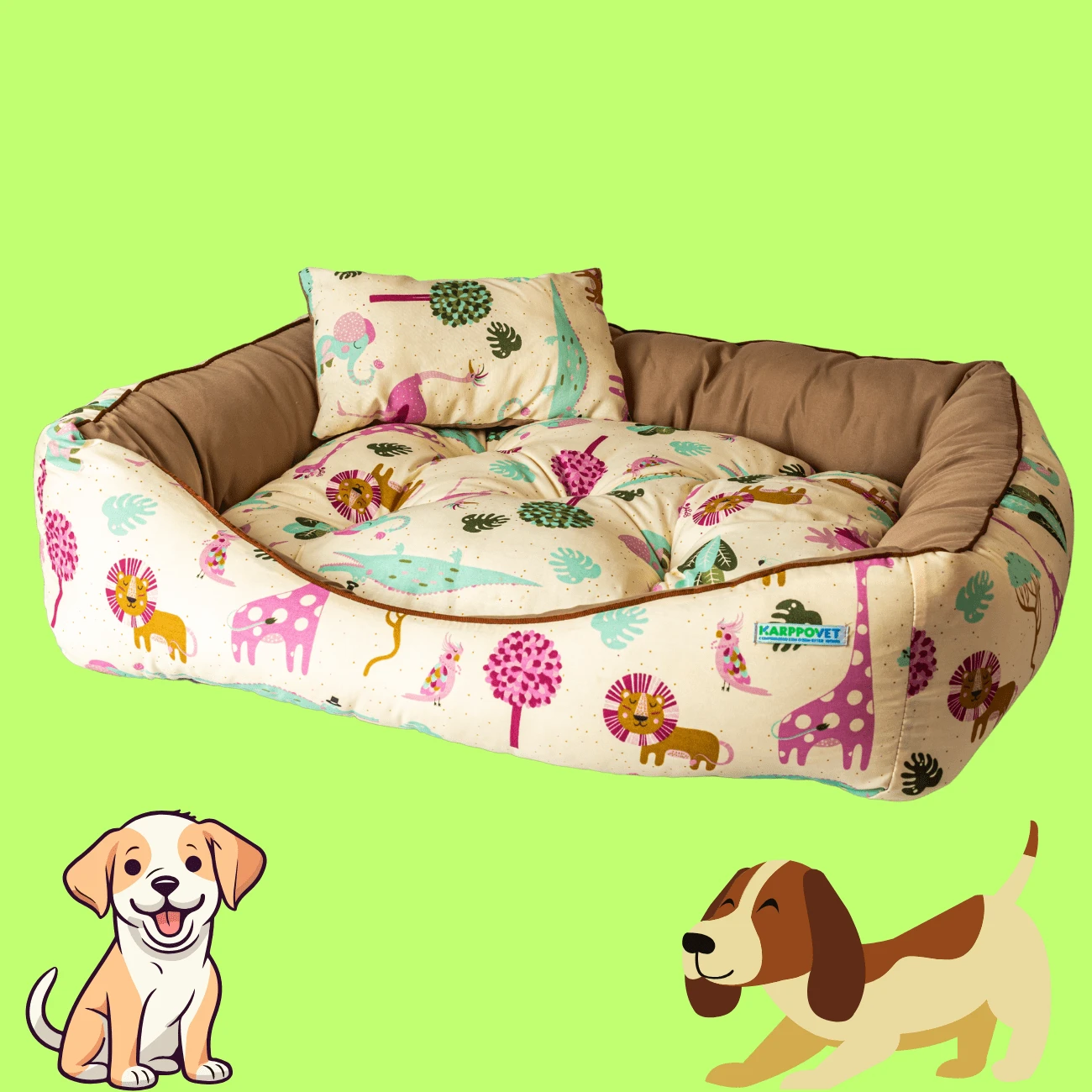 KARPPOVET Premium Luxury Pet Bed For Dogs And Cats, Print, With Exclusive Pillow - Nhiều màu - Xem 1