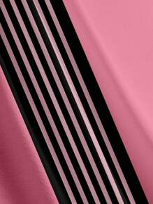 Plus Size Men's Hawaiian Striped Flamingo Beer Print Button Down Pocket Short Sleeve Aloha Shirt - Pink - View 5