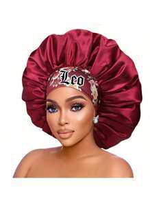 1 PC Hair Basic Satin Bonnet 12 Constellations Personalization Printed Satin Wide-Brimmed Elastic Sleep Cap Hat - Red Constellation - View 10