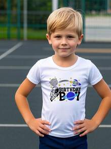 Young Boy Space Astronaut T-Shirt, Planets Shirt, Cosmic Shirt, Solar System Shirt, Space Clothing, Space Clothes, Space Apparel Birthday Party And Photography - White - View 4