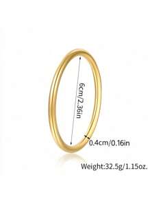 1pc Minimalist Chinese Style Nondroppy Shiny Plain Bangle Bracelet, Versatile Titanium Steel Wristband