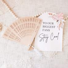 1 pieza Abanico de boda de madera hueca de sándalo con borla blanca, abanico plegable de mano que puede ser utilizado por los invitados, abanico a granel