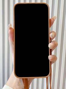 Valentines New Cute Crossbody Lanyard Necklace Strap Card Holder Silicone Phone Case Compatible With Iphone 16 15 14 11 12 13 Pro Max X XR 14 15 16 Plus 3D Heart Shockproof Bumper Cover Waterproof Anti-Fall Scratch Resistant - Brown - View 6