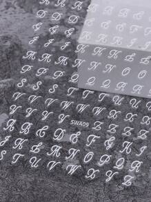 Pegatinas de letras góticas, pegatinas de uñas con letras, pegatinas de uñas 3D con letras vintage, blanco, negro, oro, plata, calcomanías adhesivas DIY, diseños de arte para uñas, decoración de uñas, fácil de usar y duraderas pegatinas de uñas, decoración de uñas DIY para salón de uñas