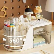 Multipurpose Desk Organizer With Drawers Office Makeup Storage Box - 藍色 a878 - 查看 2