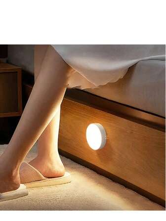 1pc Led Intelligent Human Body Sensing Night Light, With Charging, Magnetic Adsorption, Portable And Other Functions, Suitable For Dormitory Wardrobe, Bedroom Bedside Lamp. Equipped With 250mAh Lithium Polymer Battery