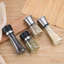 2 件胡椒研磨器套装，家用海盐研磨器，玻璃香料研磨器，手动胡椒研磨器，香料粉碎器，可重复使用的调味瓶，适用于烧烤、野餐、露营、厨房小工具、情人节礼物 - 彩色 - 查看 1
