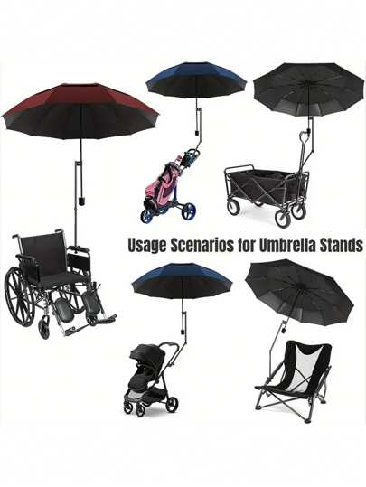 1pc Adjustable Umbrella Holder Bracket, 360° Rotatable Outdoor Sunshade Stand For Bicycle, Wheelchair, Foldable Canopy Support
