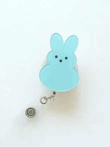 1pc Easter Bunny Bunny Acrylic Badge Scroll, Retractable PMMA Nurse ID Holder With Alligator Clip, Colored Bunny Brooch, Name Badge Holder Holder, Cute Holiday Badge Roll For Nurses And Office Use, Easter Party Accessory