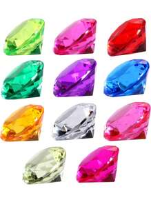 paquete mixto de 1/10/20/30/50/100 piezas de joyas de tesoro pirata con diamantes brillantes, grandes gemas de acrílico falsas, gemas de plástico multicolor para llenar jarrones, decoración de mesa para fiestas de cumpleaños, fiestas de piratas, juguetes para la piscina