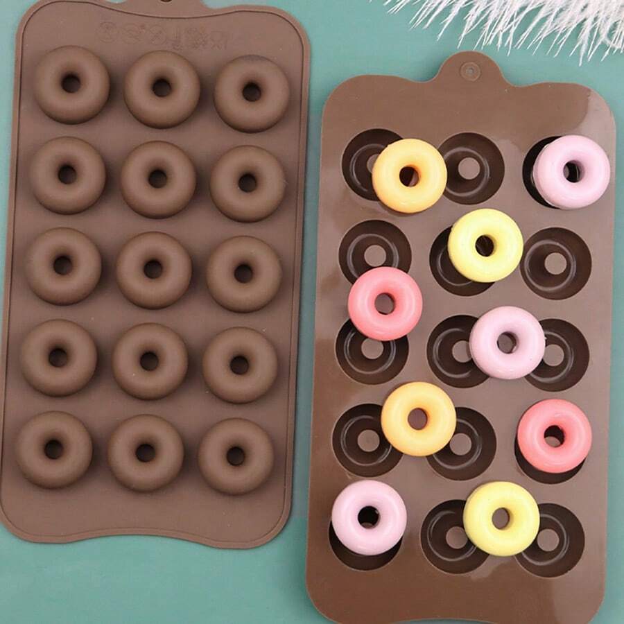 1 件/2 件/15 孔硅胶甜甜圈烘焙模具 DIY 巧克力软糖软糖饼干模具