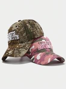 God's Favorite Embroidered Camo Splatter Print American Baddie Baseball Cap, Streetwear Snapback (Printed Pattern And Hang Tag Random) - A - View 4