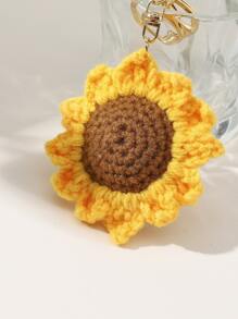 1pc Positive Energy Handmade Knitted Sunflower DIY Crochet Flower Keychain, Bag Pendant, Shoulder Bag Ornament, Crossbody Bag Decoration, Home Wall 3D Decoration, Suitable For Gifts, Wallets, School Bags, Backpacks And Shoulder Bags School Supplies Teacher Gifts Back To School Supplies Teacher Gifts, Birthday Gifts, Souvenirs, Holiday Gifts For Boys And Girls