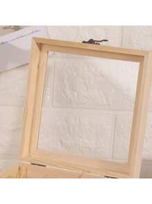 1pc 保鲜花木盒 薰衣草玻璃盖木盒 礼品盒 身份证收纳盒 松木盒 带翻盖 - 米色 - 查看 7