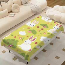1pc Easter Tablecloth With Rabbit & Egg Design, Suitable For Spring/Summer Decoration, Easter Gift, Indoor/Outdoor, Easter Party & Home Decor, Easter Decorations, Farmhouse Decor - Multicolor - View 8