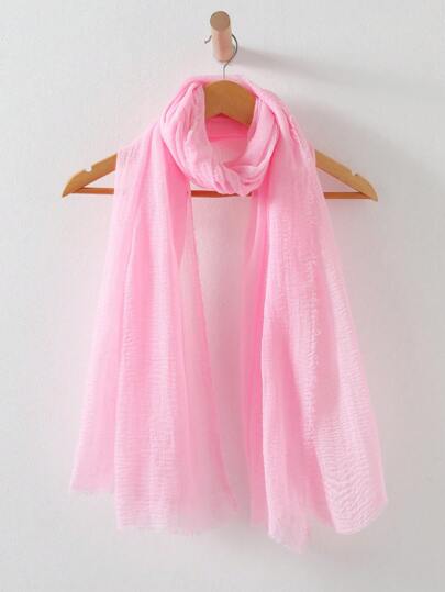 1pc Casual Minimalist Solid Color Fringed Knit Scarf For Dress