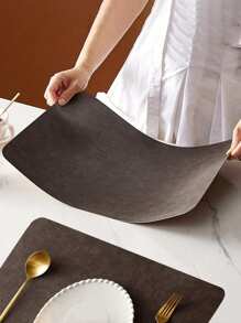 1 cái/4 cái Miếng lót đĩa bằng da hai mặt, Miếng lót bàn chống thấm nước và dầu, Tấm lót chịu nhiệt, Miếng lót ly trang trí bàn sáng tạo, Thích hợp cho gia đình, Trang trí phòng khách - màu nâu - Xem 6