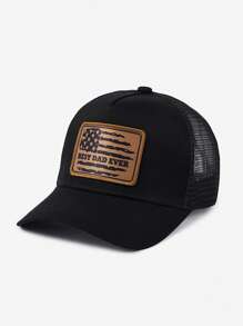 1 pieza Gorra de béisbol de poliéster casual con bordado de bandera nacional y letra, con protección UV, versátil para usar en todas las estaciones