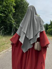 1 件时尚经典双层围巾头巾，适合女性日常穿着 Abaya - 彩色 - 查看 11
