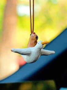 可爱小鸟和水豚装饰吊坠花园卧室窗户家居汽车后视镜装饰挂件生日礼物 - 白色 - 查看 6