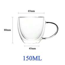 1-6 uds 80-450ML resistente al calor taza de cristal de té de doble pared cerveza café hecho a mano creativo bebida fría juego de vajilla transparente - 150 ml B - Ver 2