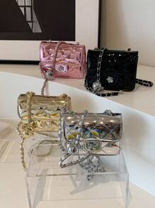 全新 激光光泽 小链条手提包 迷你斜挎包