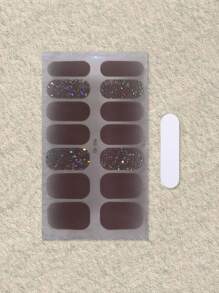 Coral Pink No-Bake Gel Nail Sticker Nail Oil Film Waterproof Nail Sticker Sticker Solid Color Green Onion Powder Jump Color Gradient Full Sticker - Beige - View 3