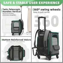 Cat Carrier Backpack With Wheels, Expandable Rolling Pet Carrier With Breathable Mesh, Removable Cat Dog Backpack Carrier With Storage Pocket For Small Medium Cat Dog Under 20LBS - Grey - View 1