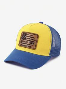 1 pieza Gorra de béisbol de poliéster casual con bordado de bandera nacional y letra, con protección UV, versátil para usar en todas las estaciones