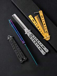 1 Pente Borboleta Dobrável em Aço Inoxidável para Treinamento, Ferramenta de Treinamento Não Afiada, Adequado para Iniciantes e Uso Externo, Escova de Cabelo, Pente, Ferramentas para Cabelo, Produtos e Acessórios para Cabelo para Salão de Beleza, Volta às Aulas, Itens Essenciais para Viagens e Férias, Acessórios de Cabelo Femininos, Escovas, Escova de Cabelo, Escova para Cachos, Conjunto de Escovas de Cabelo, Escova, Barbearia, Equipamentos de Cabeleireiro, Penteado, Cabeleireiro, Escova de Cabelo, Conjunto de Escovas de Cabelo, Pente para Cabelo, Pente para Cachos, Escova Desembaraçadora, Escova de Cabelo Feminina, Acessórios de Barbearia, Salão de Beleza, Equipamentos de Cabeleireiro